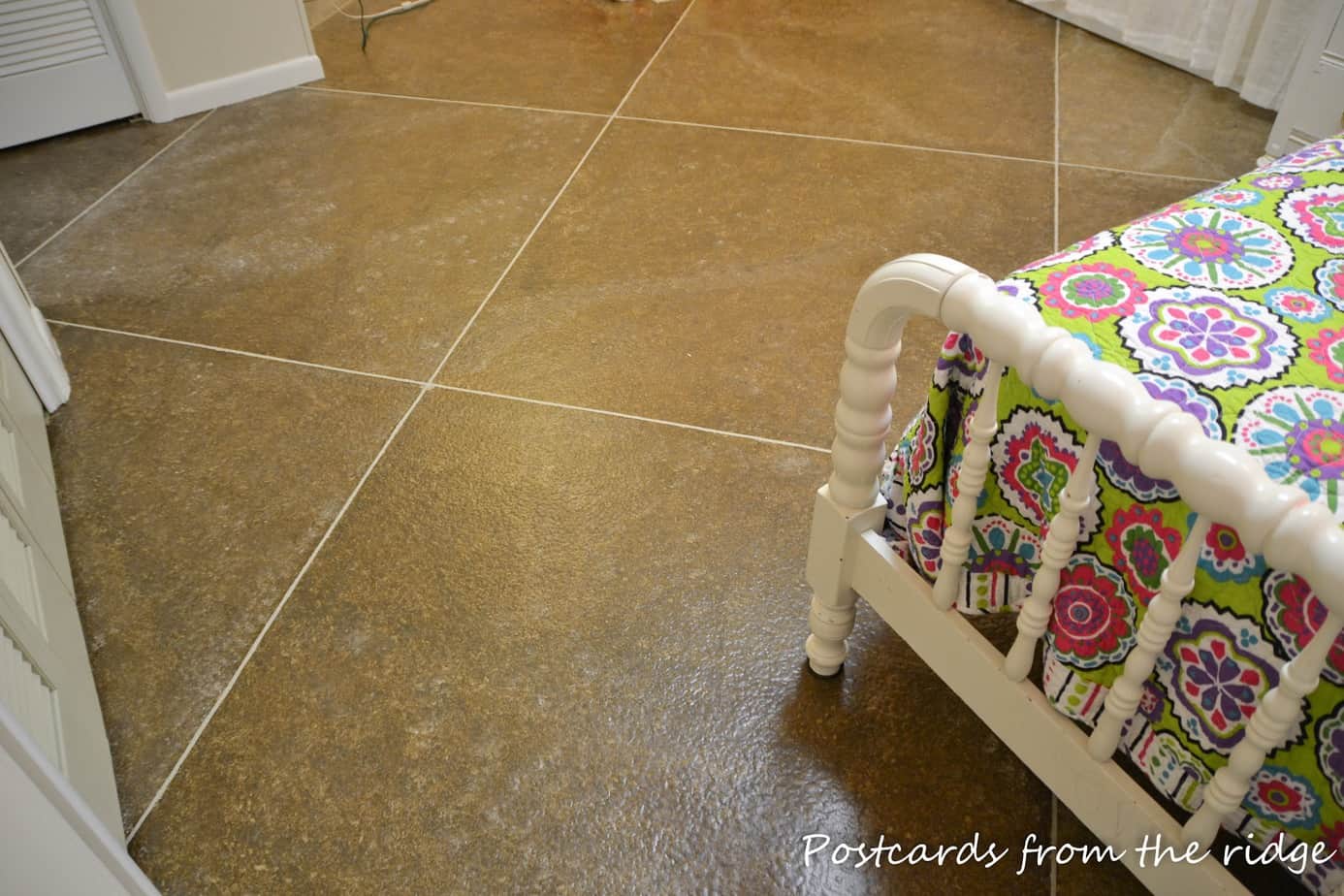 Painting my tile floor today. The Slick Stick is cured and is now ready to  have a coat of paint applied. You'll love this paint for whatever  project, By taradara