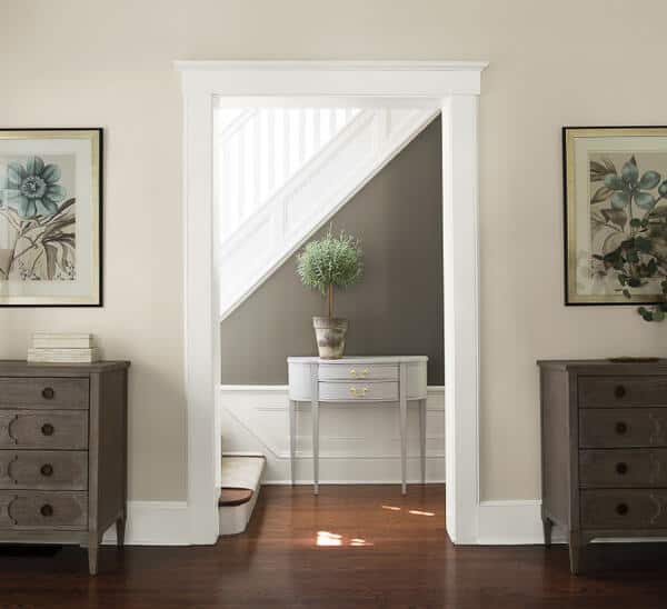 living room painted with Revere Pewter