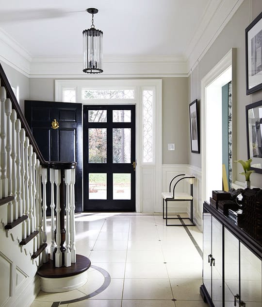 benjamin moore revere pewter entry with black door