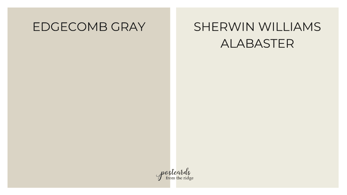 Edgecomb Gray compared to Sherwin Williams Alabaster