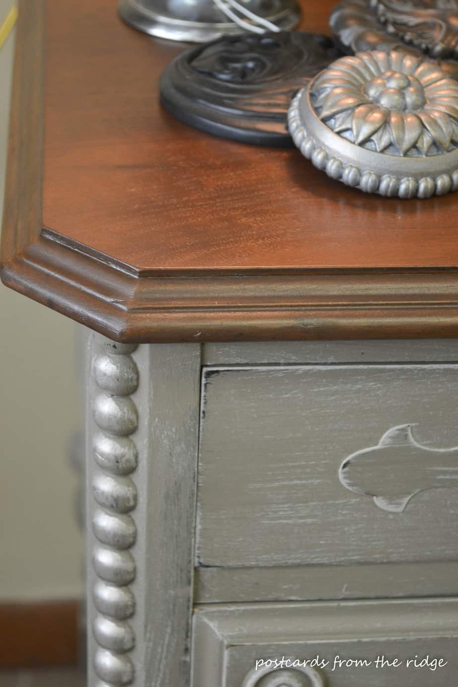 painted antique desk refinished top