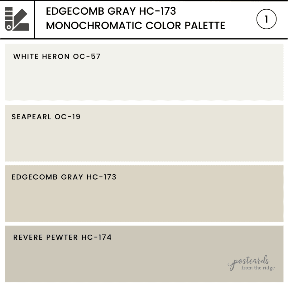 Edgecomb Gray lighter and darker shades color palette