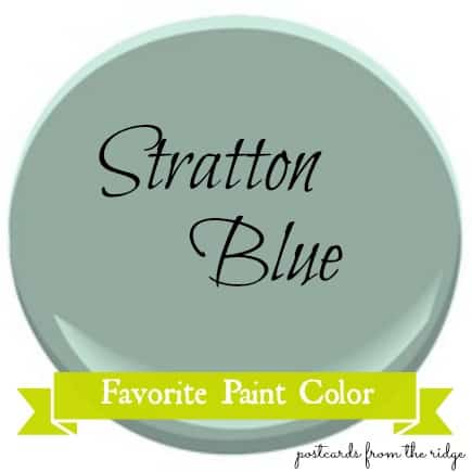 Benjamin Moore's Stratton Blue kitchen cabinets