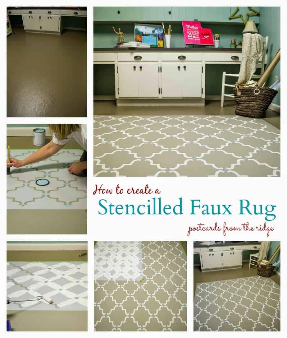 Gorgeous stenciled faux rug! Postcards from the Ridge