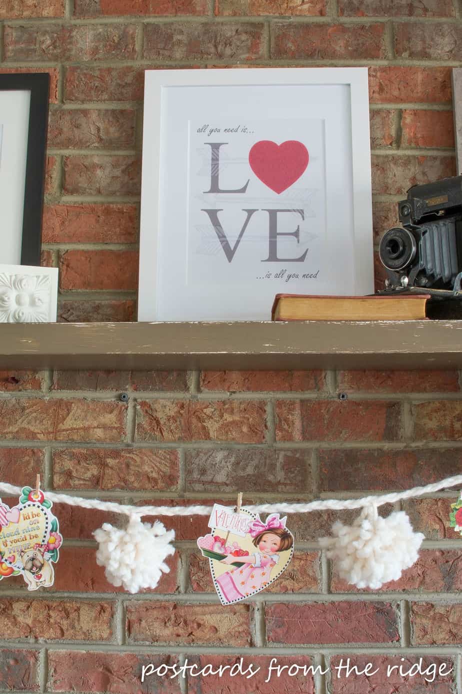 "All you need is love" free Valentine's printable artwork. I love this! Postcards from the Ridge.