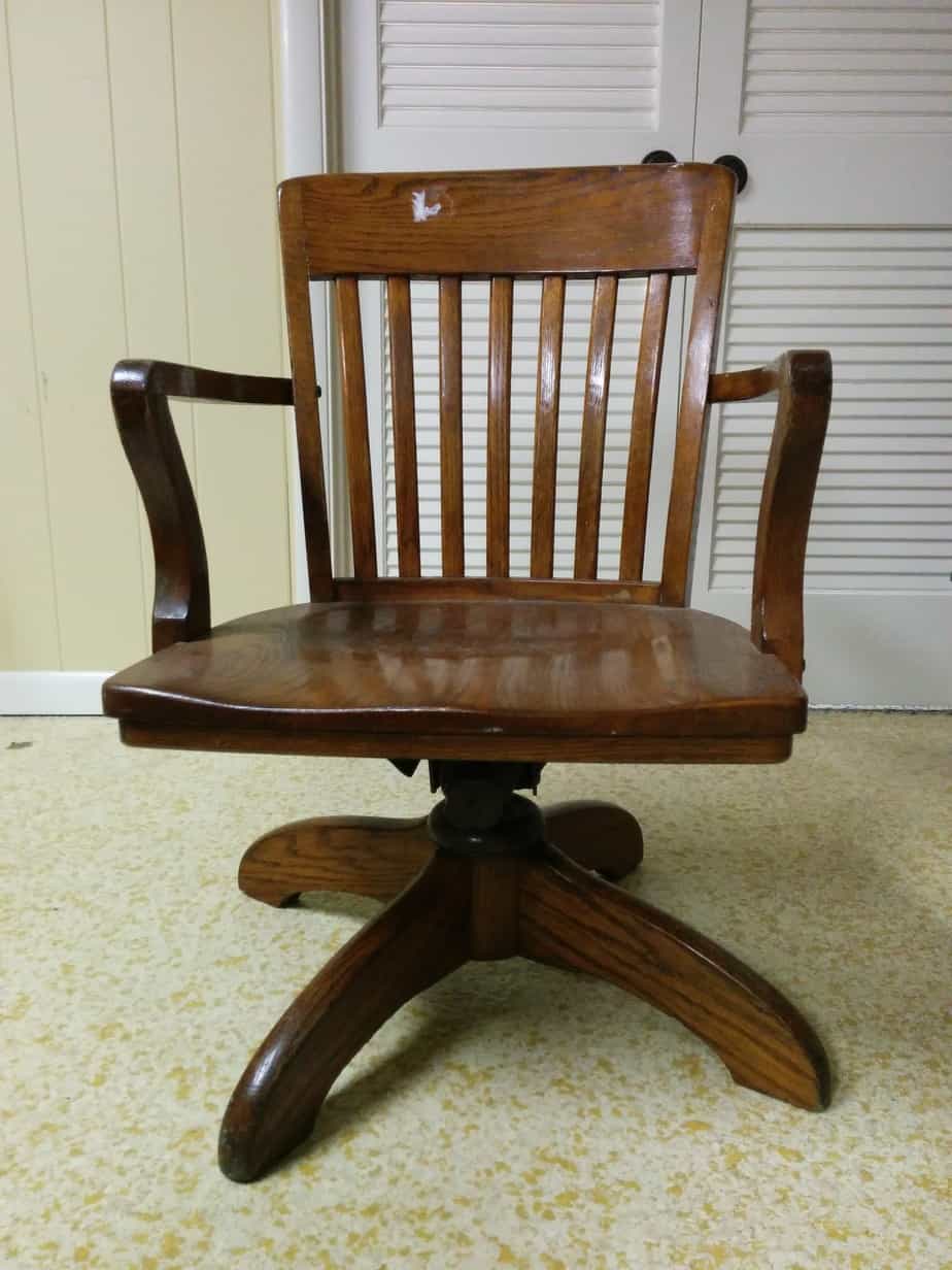 antique wooden desk chair with wheels