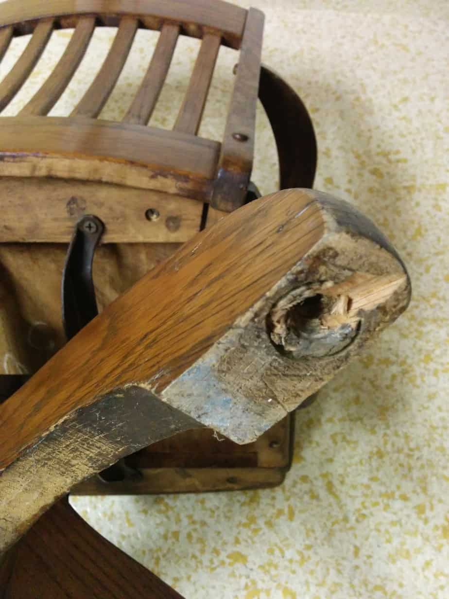 Making repairs to a vintage wooden swivel office chairs isn't all that difficult.