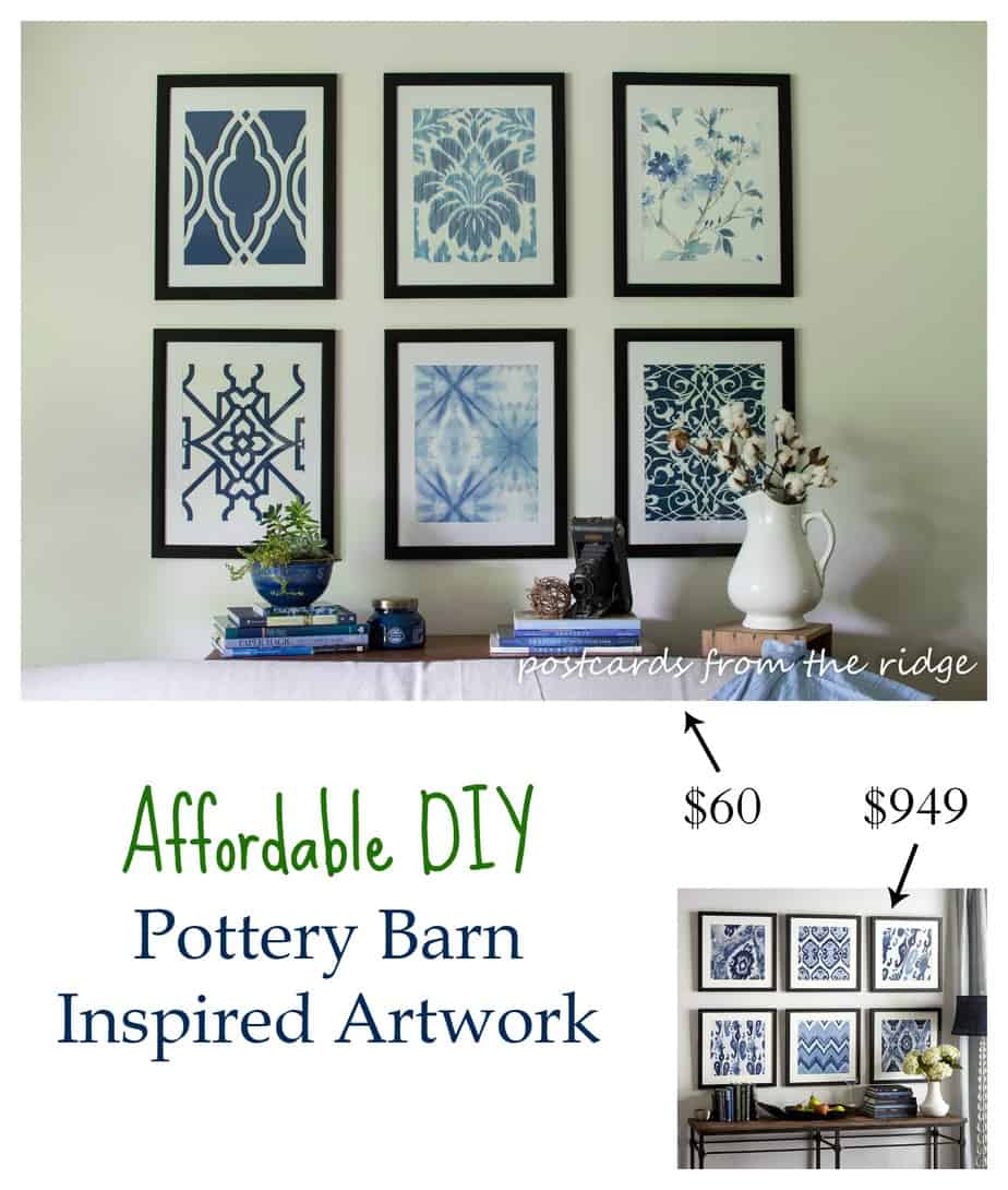 Pottery Barn inspired artwork for a fraction of the price. Looks like designer artwork! Postcards from the Ridge.