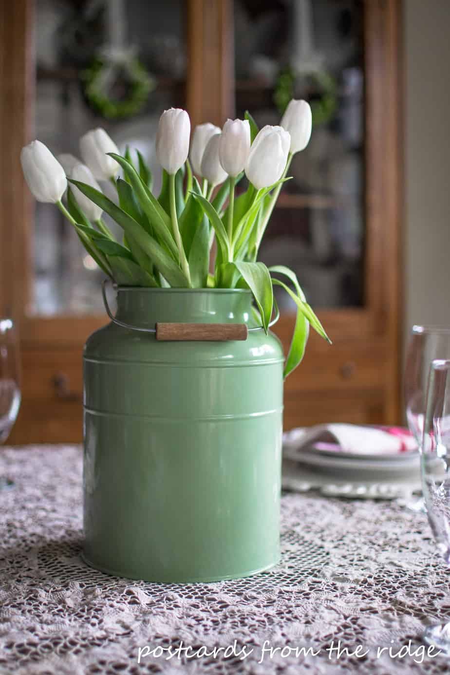 White tulips is an Ikea Socker Vase. Postcards from the Ridge