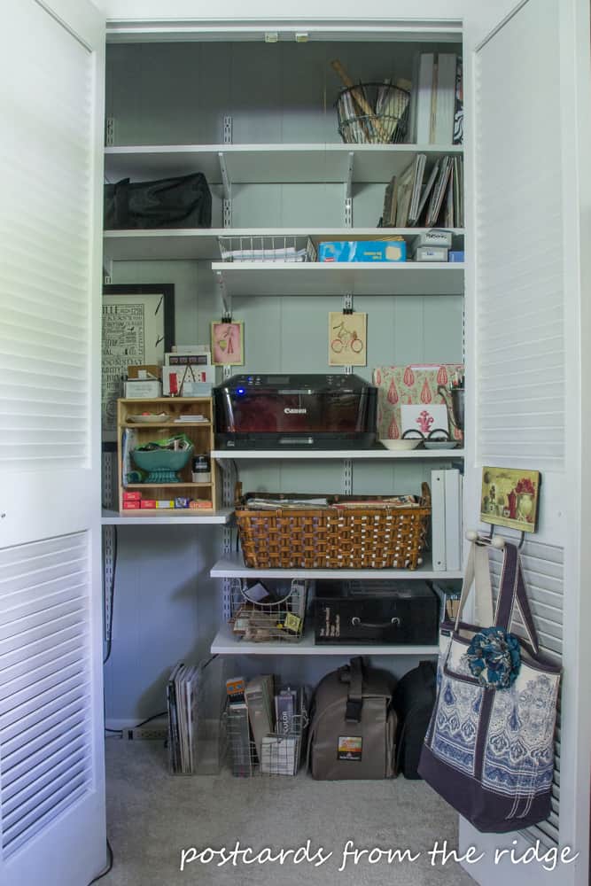 How to Convert a Reach-In Closet to An Organized Office Closet - Postcards  from the Ridge