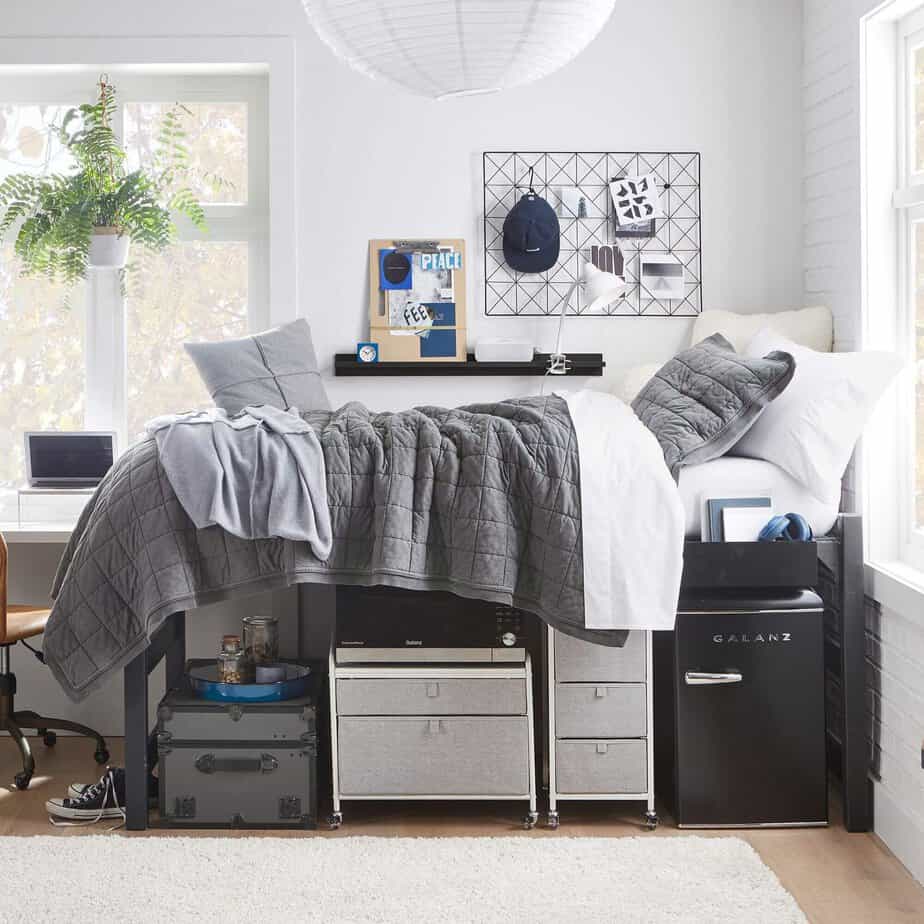boys dorm room decor gray