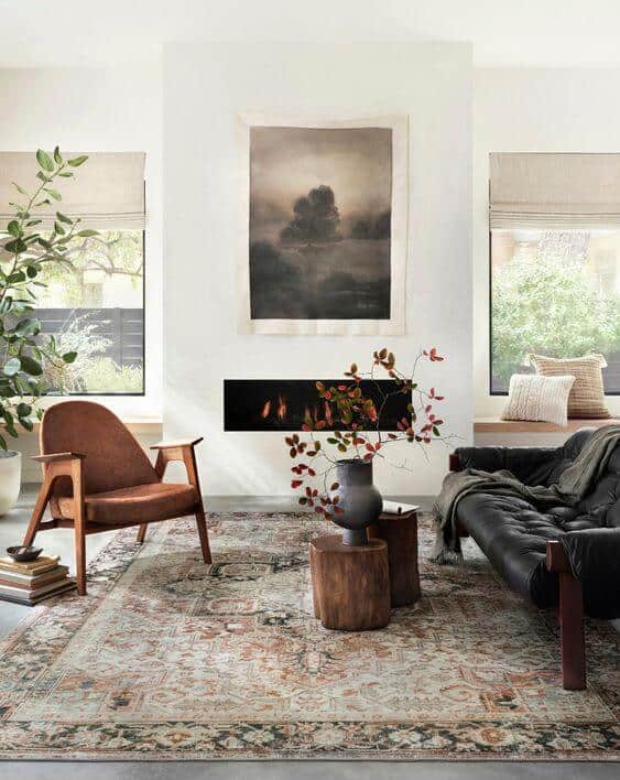 The MAGNOLIA HOME lenna area rug in a living room