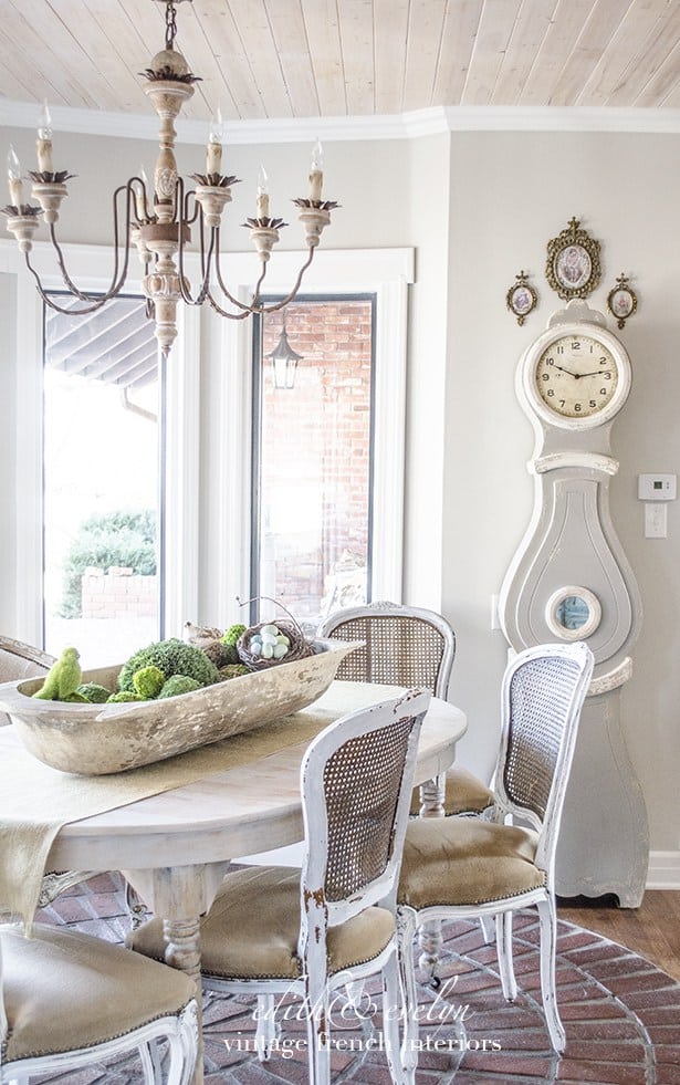 Gorgeous mora clock in the vintage French chateau style home!
