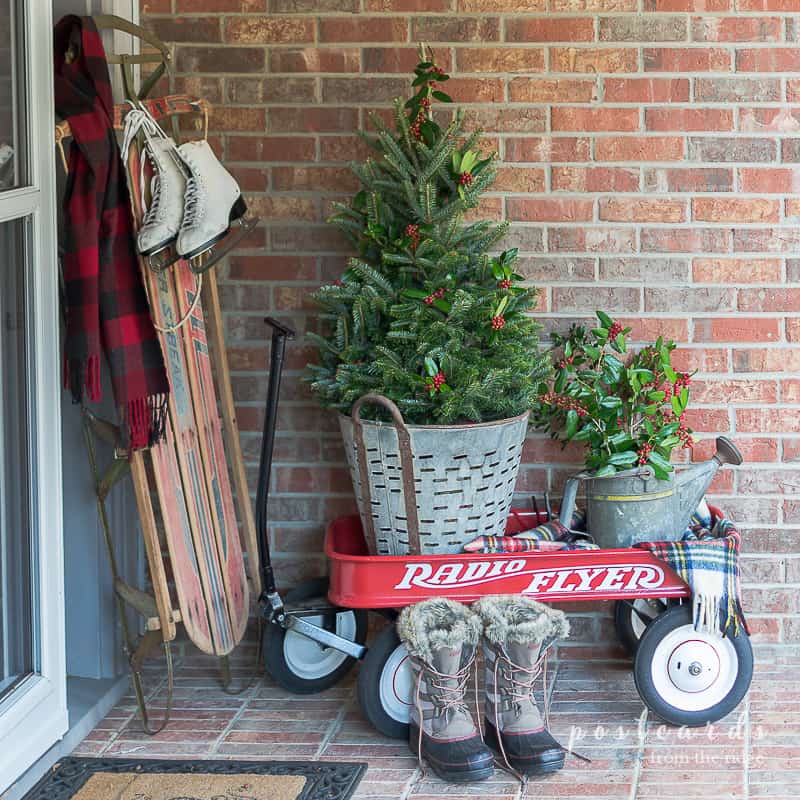 Simple Christmas Front Porch Decorating Ideas - Postcards from the Ridge