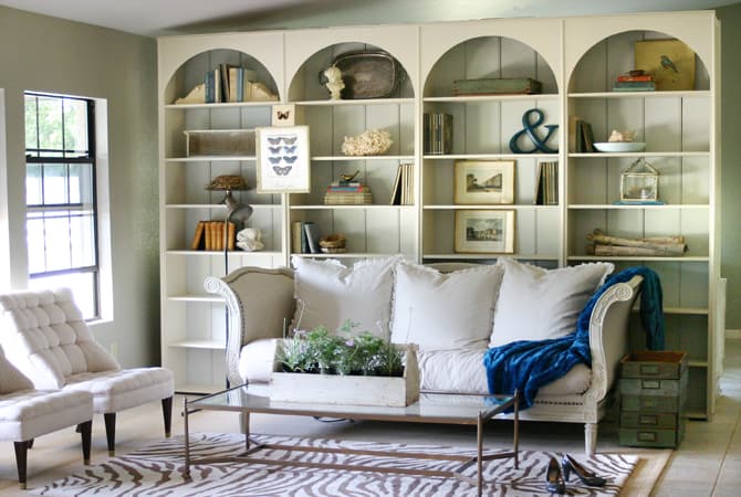 decorating large built-in bookcases