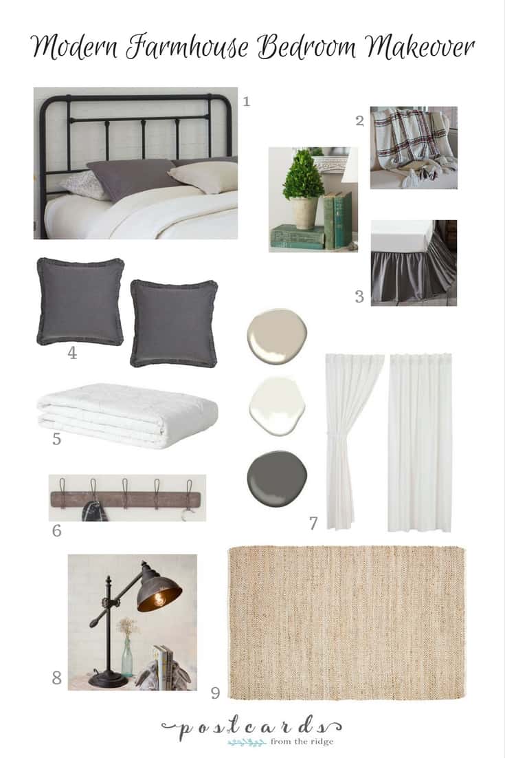 One Room Challenge - Modern Farmhouse Bedroom Design Plan - Postcards ...