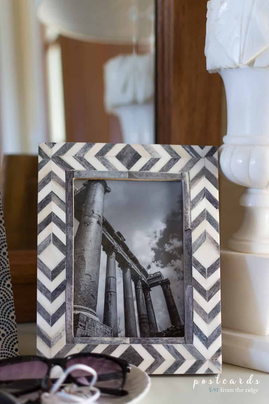 black and white tribal print photo frame