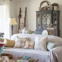 slipcovered sofa
