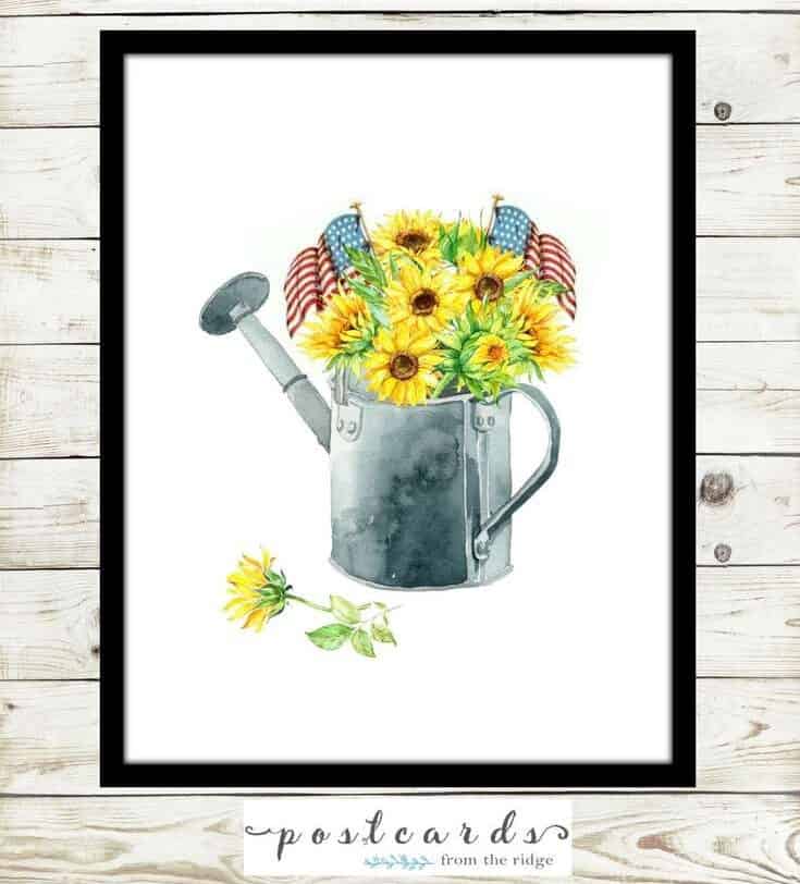 patriotic sunflower free printable art