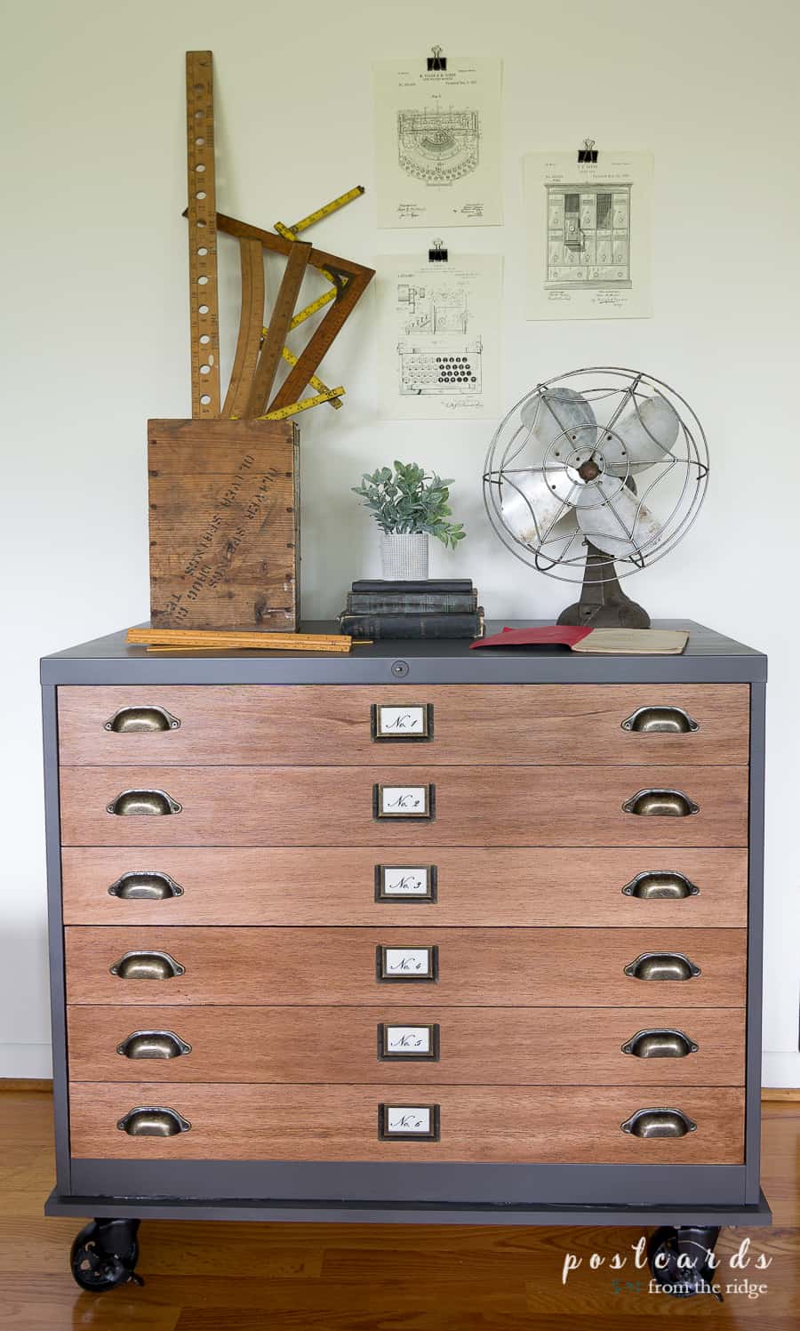 file cabinet with vintage industrial makeover