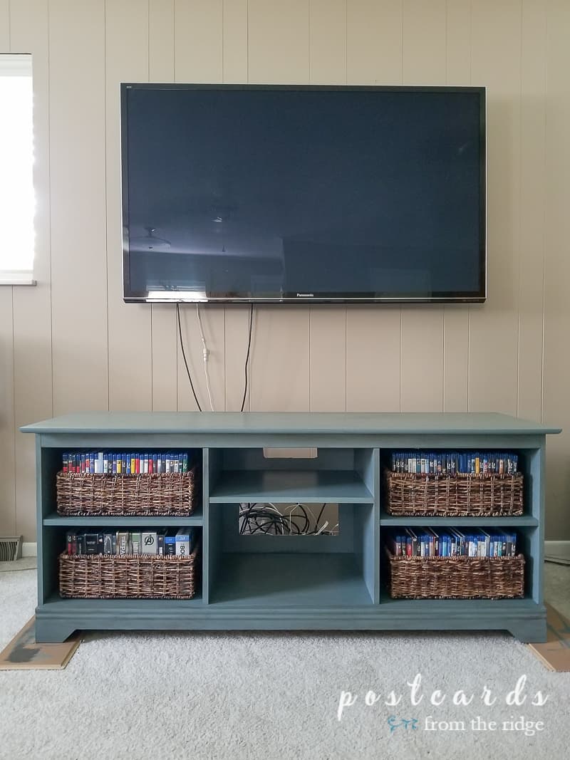 painted media console makeover