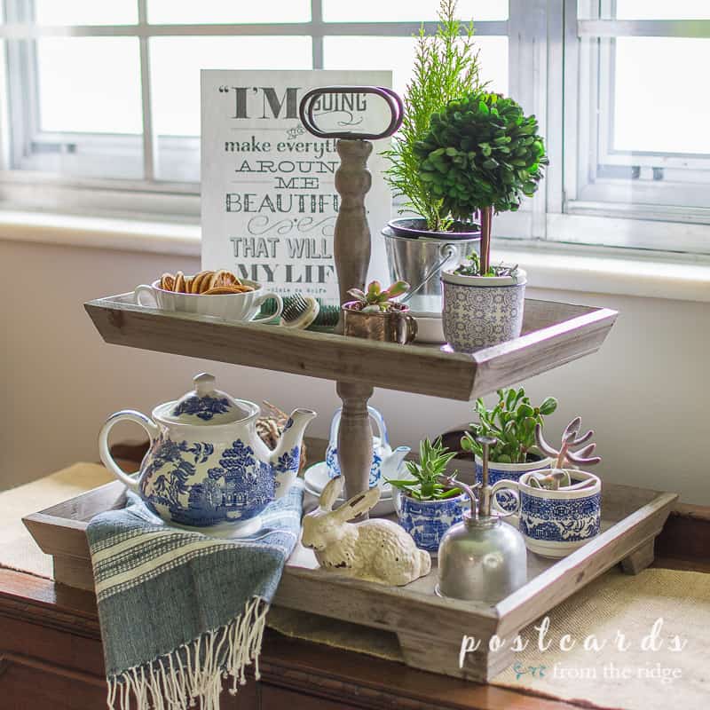 Decorative tiered deals tray