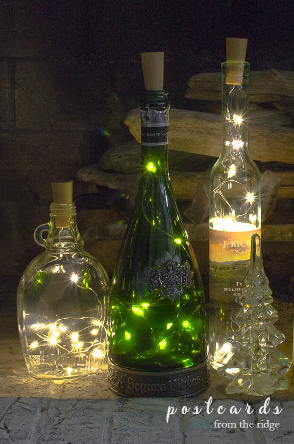 wine bottles with candles (I'd use twinkly lights), centerpiece