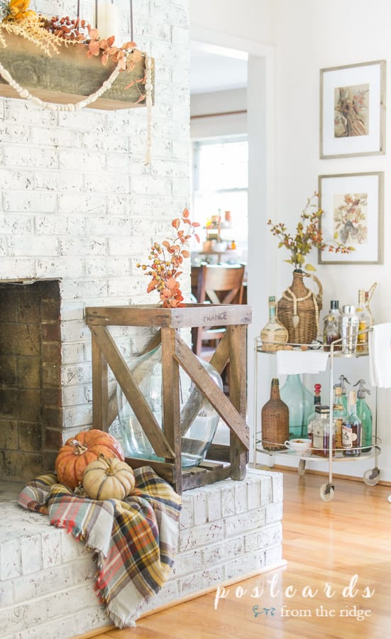 painted brick fireplace