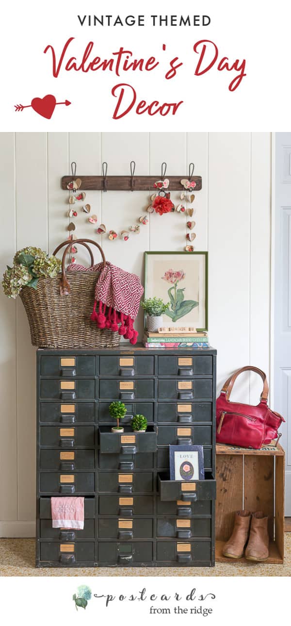 A Paper Heart Garland and Vintage Valentine’s Day Decor