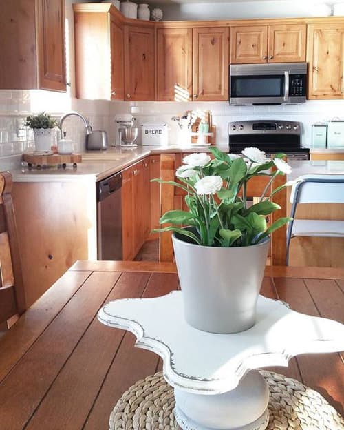 kitchen with wood cabinets