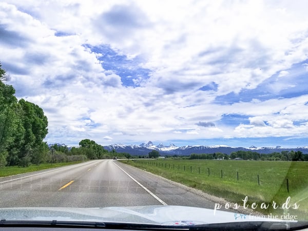 view from a car at Grand Tetons National Park