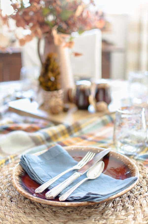 A Simple and Rustic Thanksgiving Table with Vintage Dishes