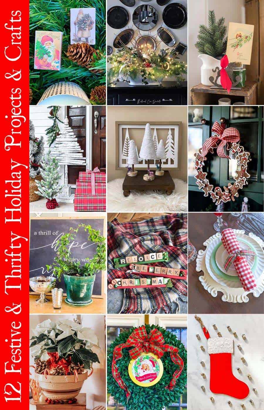 collage of thrifty Christmas decorating ideas