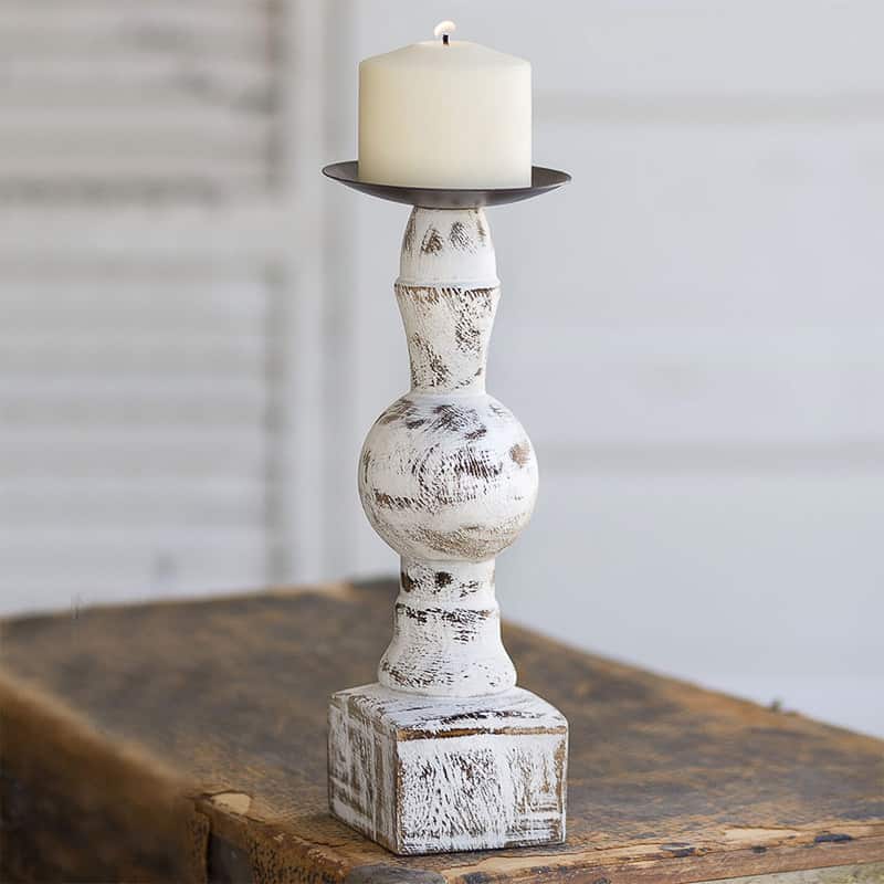 distressed wood candlestick