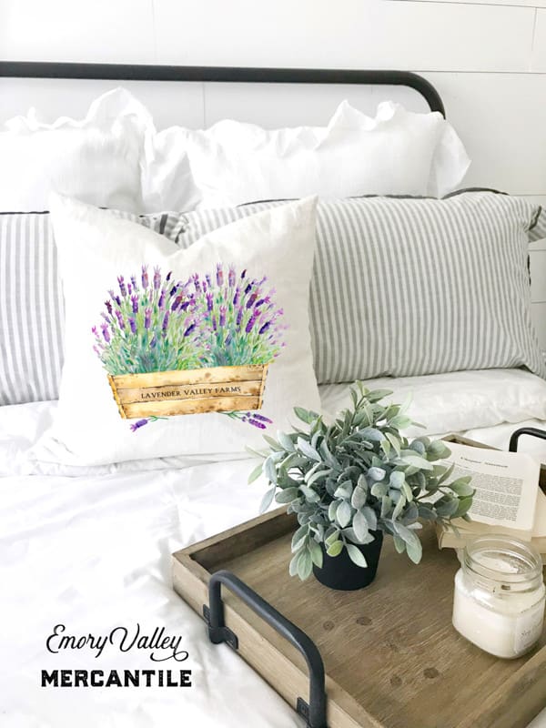 watercolor lavender throw pillow