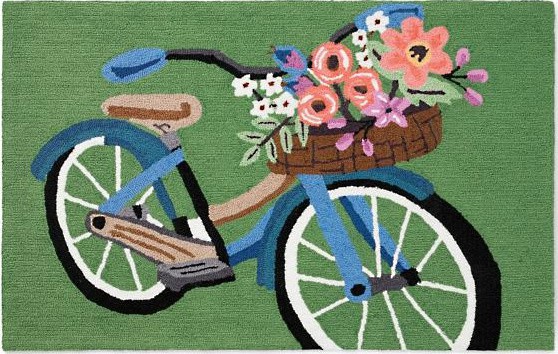 bicycle door mat with green background