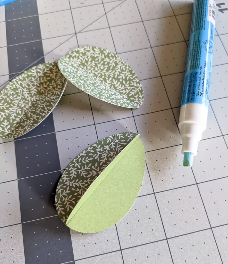 paper egg shapes with glue pen