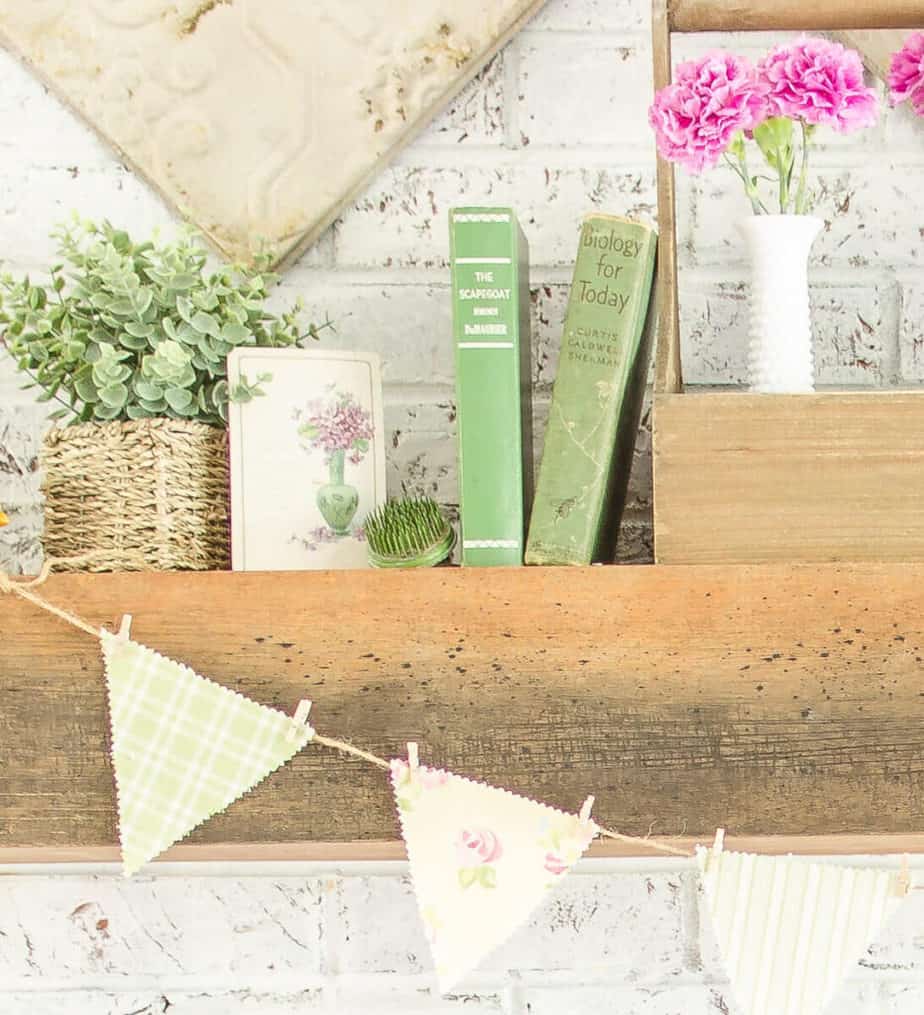 adding green accents with vintage green books