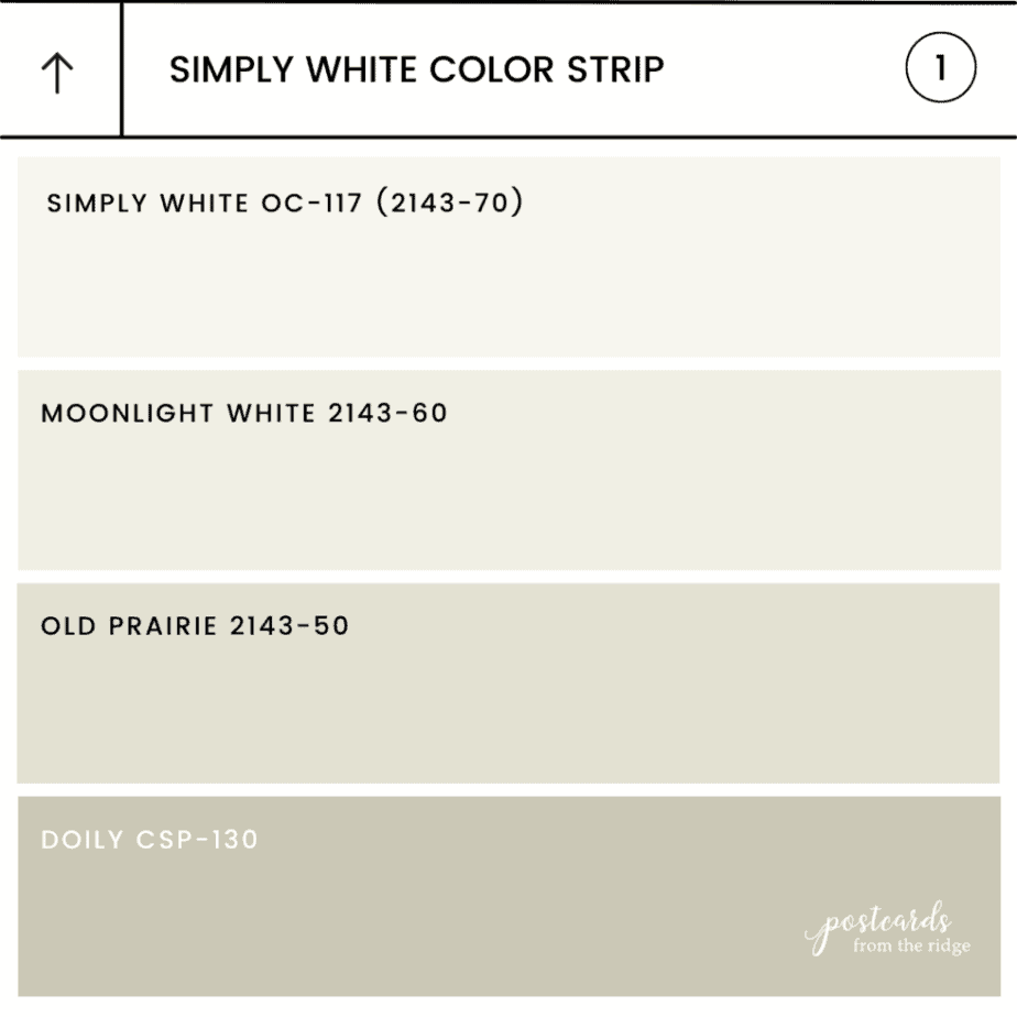 Benjamin Moore Simply White Color Palette