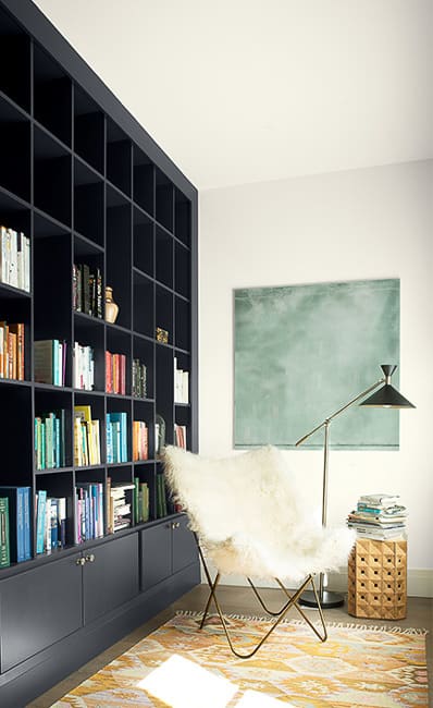 benjamin moore baby seal black bookcase as an accent wall