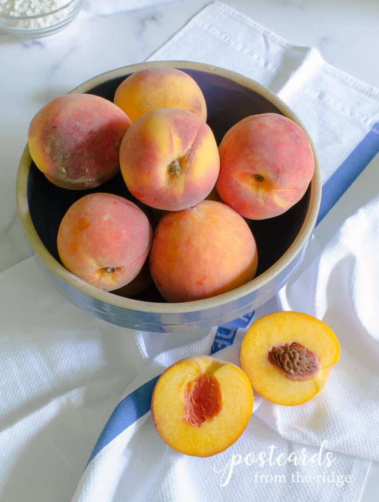 fresh peaches used in a peach crisp recipe