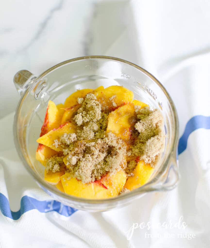 fresh sliced peaches with brown sugar