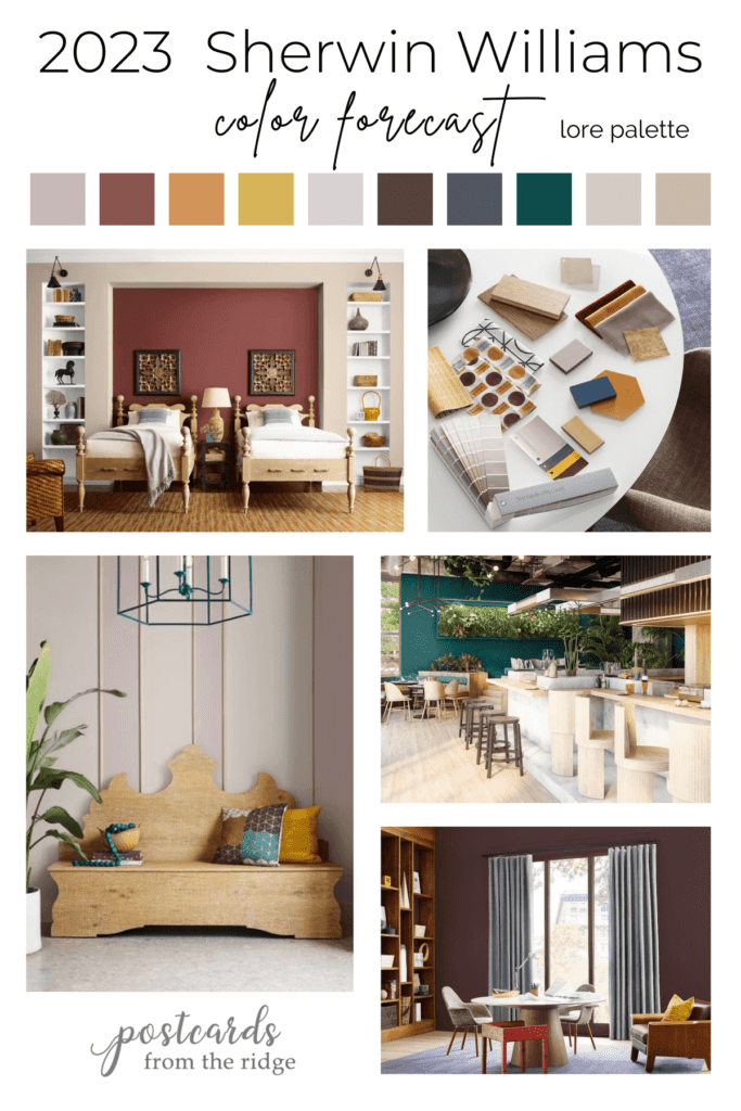 various rooms painted with some of the 2023 paint colors from Sherwin Williams