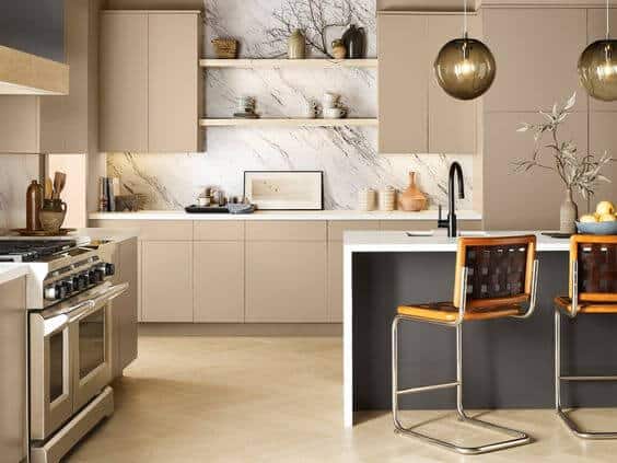 kitchen with sherwin williams urbane bronze island and antler velvet cabinets