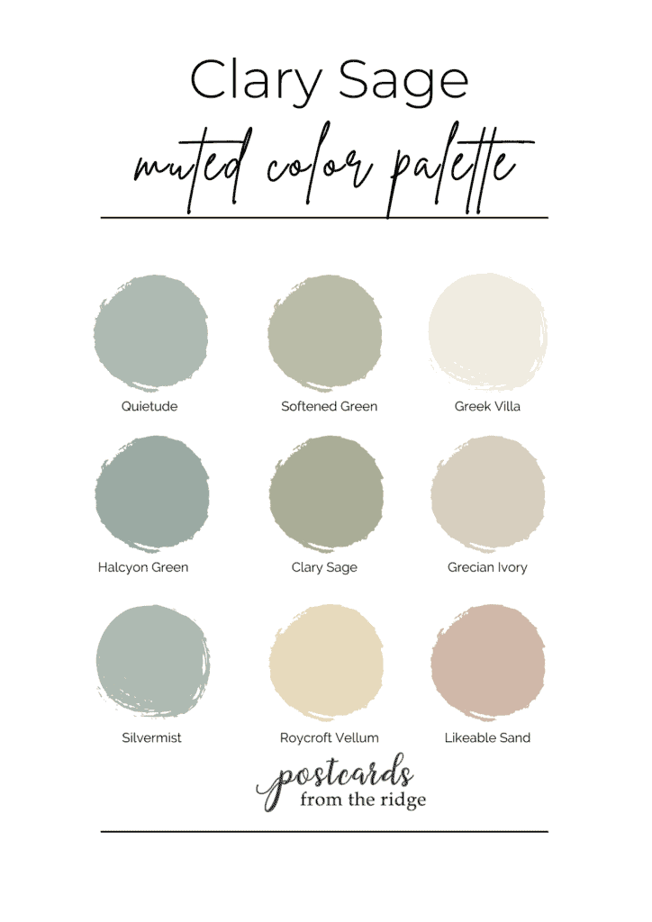 clary sage color palette with muted colors