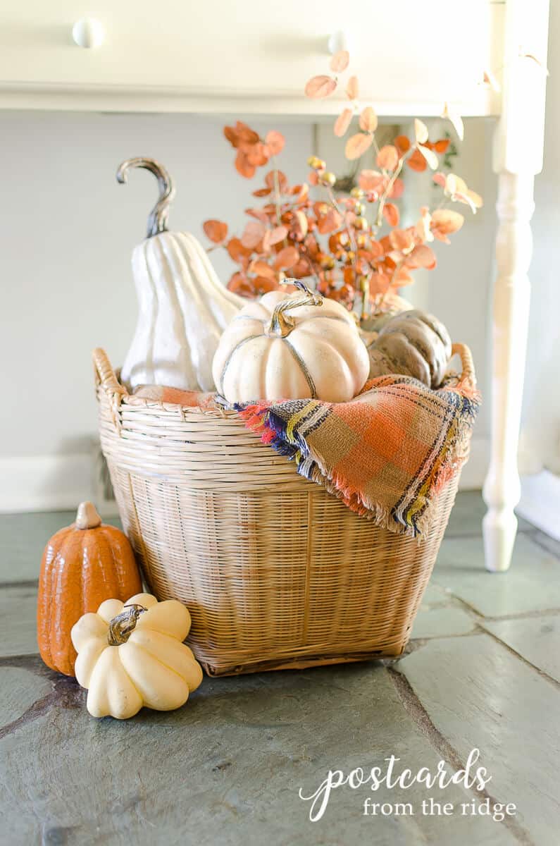 Quick and Easy Fall Basket Decorating Ideas - Postcards from the Ridge