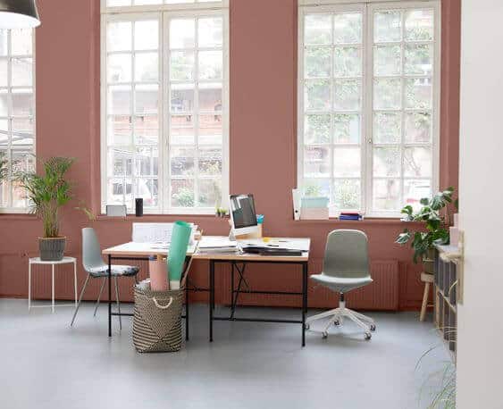 office with walls painted in sherwin williams reddened earth