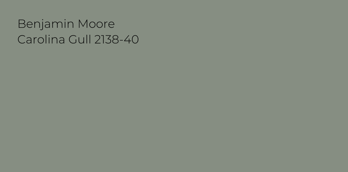 sage green color Carolina Gull 2138-40 from Benjamin Moore color swatch