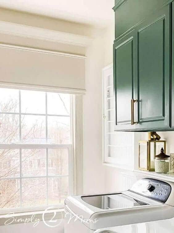 white dove laundry room revere pewter trim lafayette green cabs