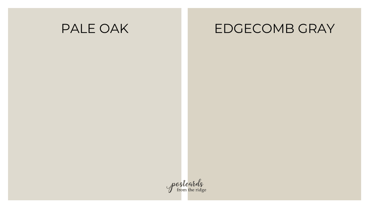 pale oak benjamin moore vs edgecomb gray